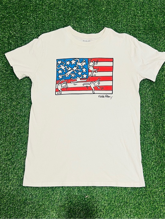 keith haring Other - Keith Haring American Flag Cream Pop Art Streetwear T-Shirt Size M 💎
